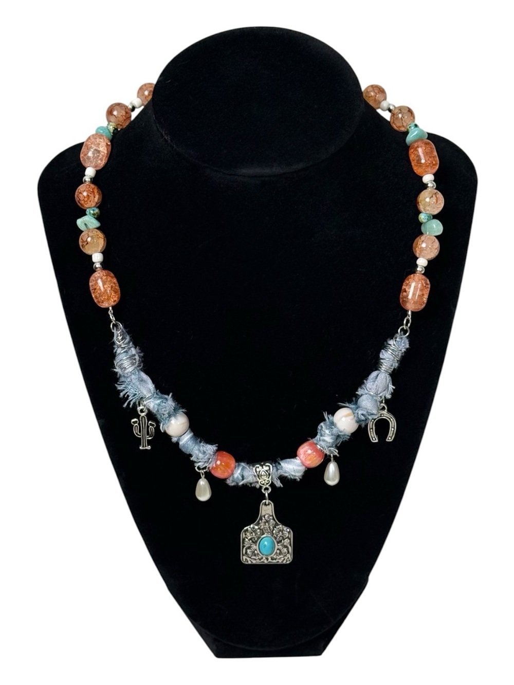 Handmade Bohemian Turquoise Charm Beaded Necklace - Women's Jewelry